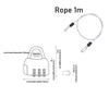 Security Steel Cable With 3 Digit Combination Lock Travel Padlock 1M Coated Safety Wire Rope Double Loop For Luggage Suitcase