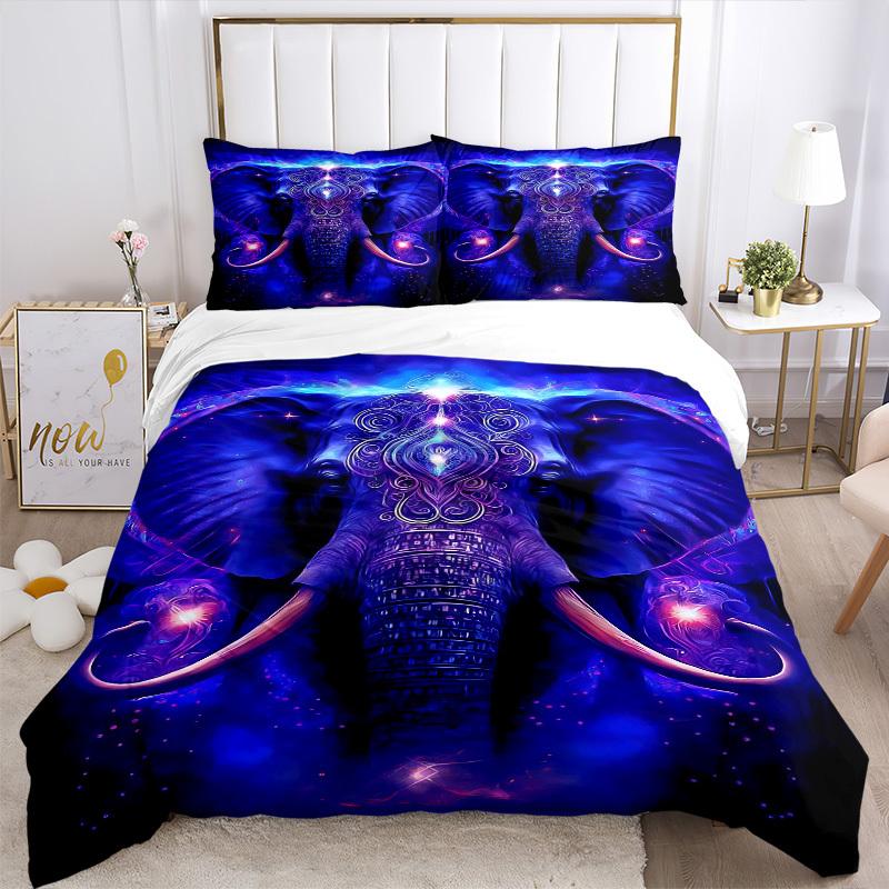 3pcs Mystic Elephant Duvet Cover Set - Machine Washable, Includes 1 Cover and 2 Pillowcases, No Core Included yy251013051