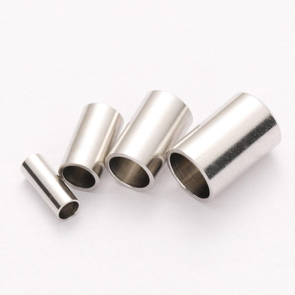 20-50pcs Gold Stainless Steel Leather End Caps Crimp Cord Wire Hole 2-5mm Crimp Clasps Fastener for Jewelry Making DIY