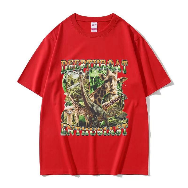 Deepthroat Enthusiast Giraffe Funny Meme T Shirts Men Women Retro High Quality Fashion T-shirt Tops Cotton Tshirt