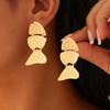 New Retro Fish Hammer Stud Earrings Exaggerated Fashion Simple Daily Earrings High Sense Earrings