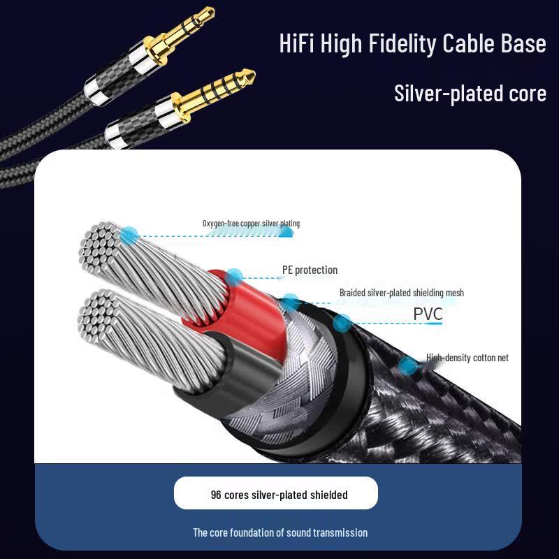 YYTCG Silver-Plated 4.4mm Balanced Audiophile Audio Cable
