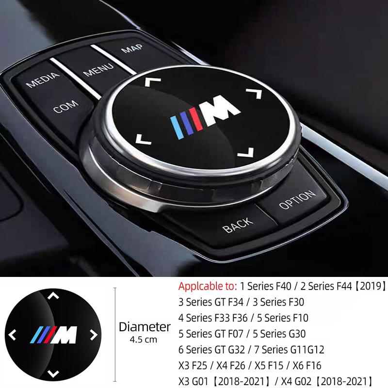 BMW Emblemi M Power per Auto Copri Pulsante Multimedia Manopola Trim Adesivi per BMW M G20 G30 F10 F40 F44 F34 F30 G01 G02 G05 G06 G07 F25