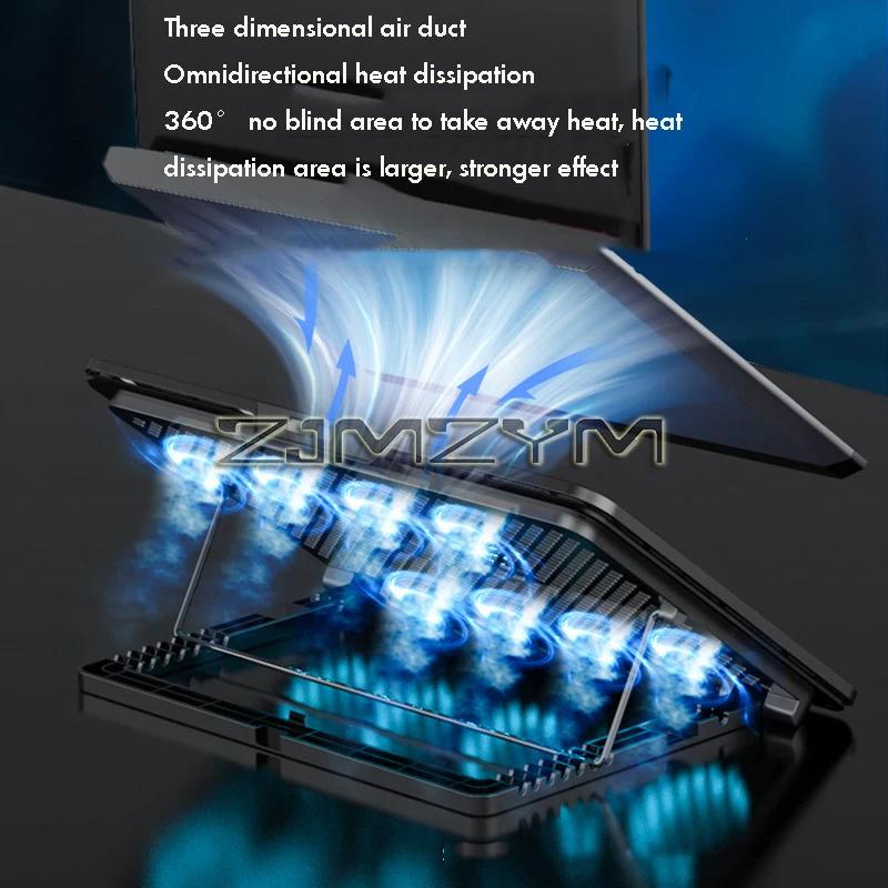 Laptop Cooling Pad with 8 Fans Dual USB Port Foldable Laptop Cooler Base Notebook Stand Adjustable Speed For Heat Dissipation