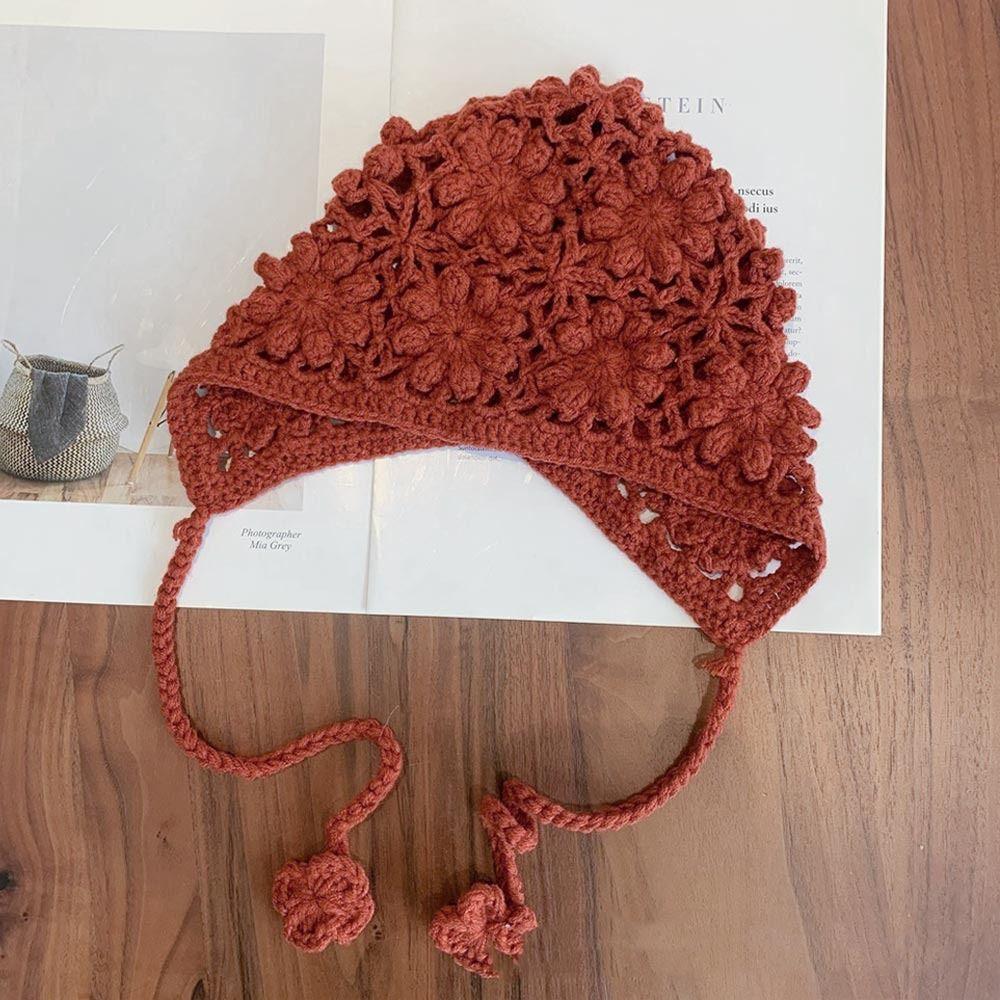 Handmade Kids Knitted Hat Crochet Princess Cap Breathable Beret Cap  for Child Girls