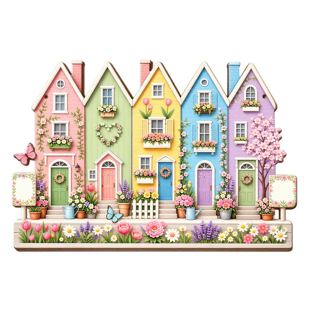 Christmas Wooden House and Garden Shaped Hanging Ornaments for Christmas Tree Decorations and Holiday Gifts