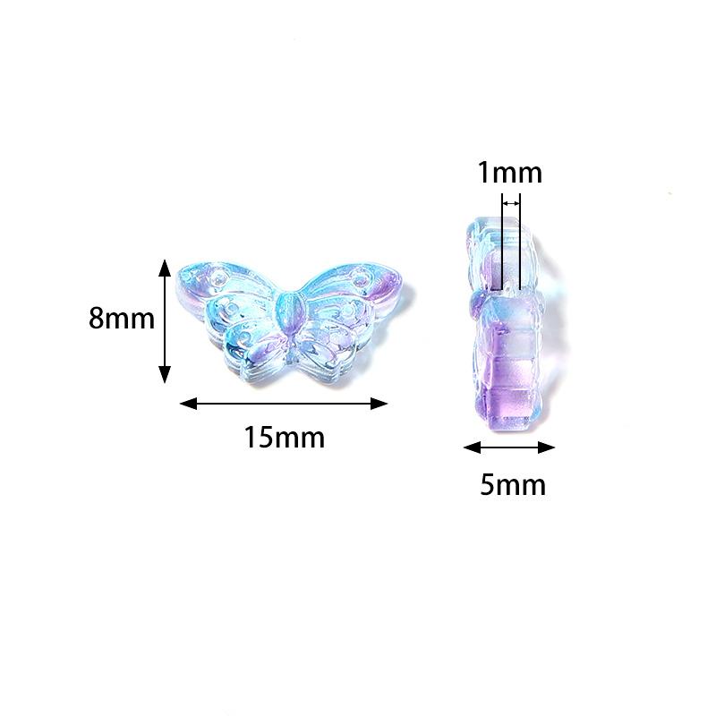 50pcs Butterfly Glass Beads 15x8mm Colorful Lampwork Loose Beads For Jewelry Making DIY Bracelets Necklace Keychain Accessories