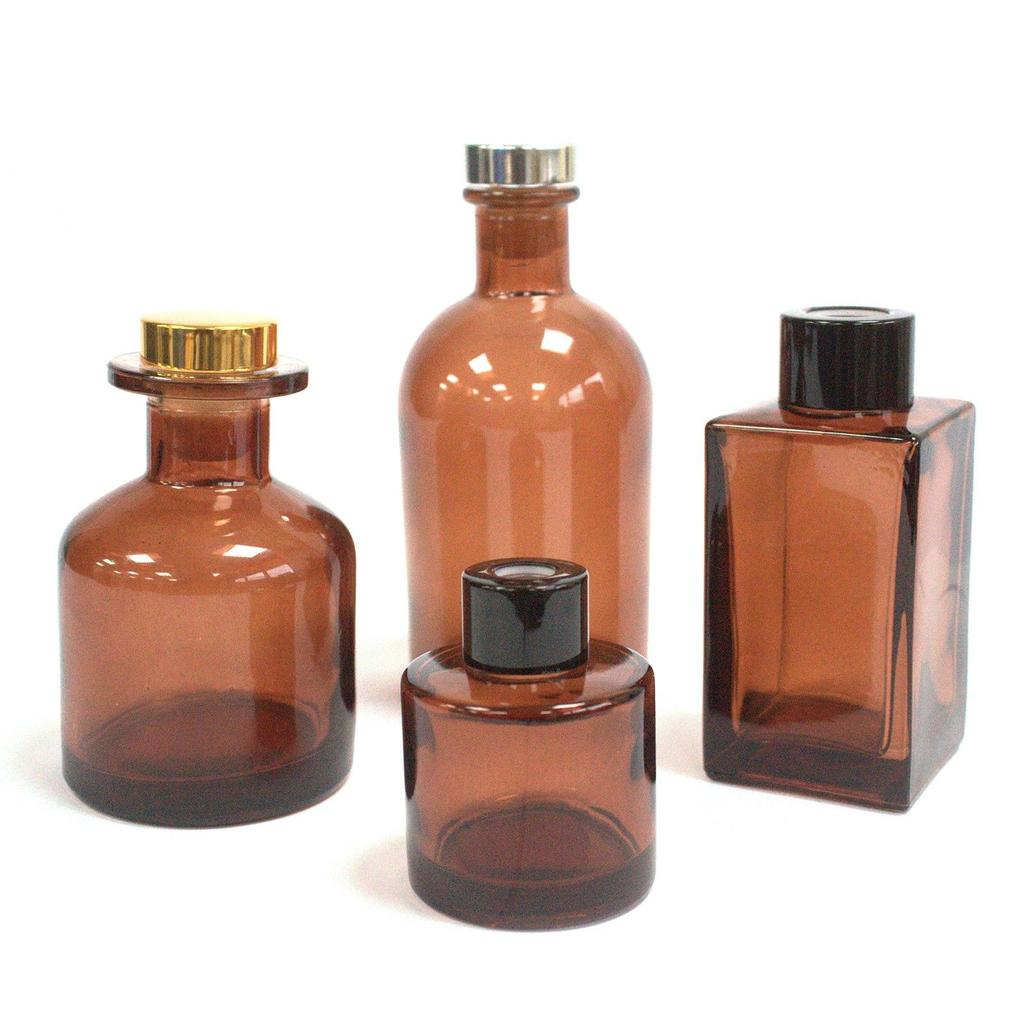 6x 250 ml Round Antique Reed Diffuser Bottle – Amber