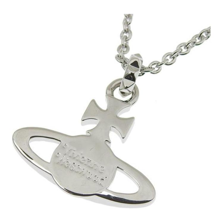 VIVIENNE WESTWOOD Mayfair Small Orb 3D Saturn Crystal Pendant Necklace Men Necklace Gunmetal-Grey Silver 6302039V02W130