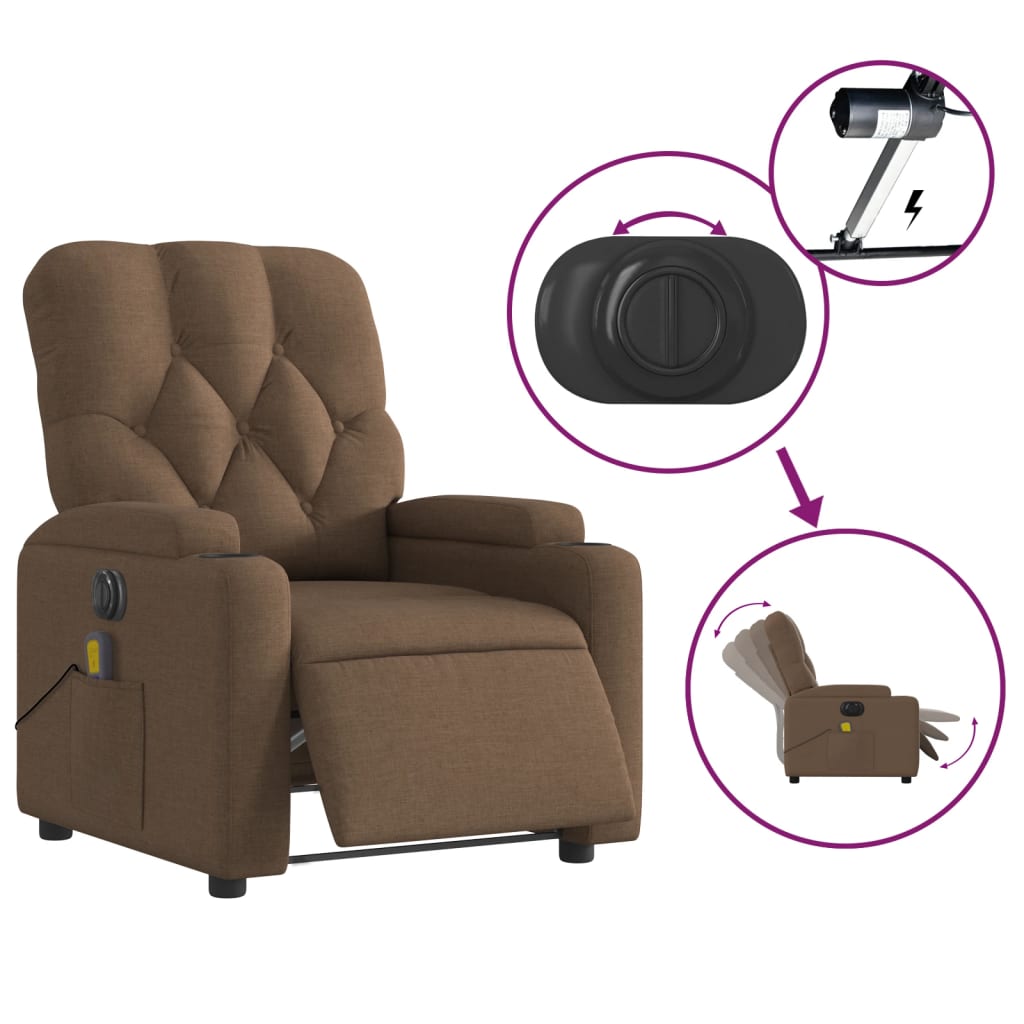 Electric Massage Chair Brown Fabric