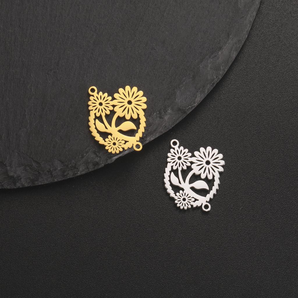 5pcs/lot Charms for Jewelry Making Stainless Steel Lotus Tulip Bicycle Elephant Pendant DIY Accessories for Bracelet Necklace