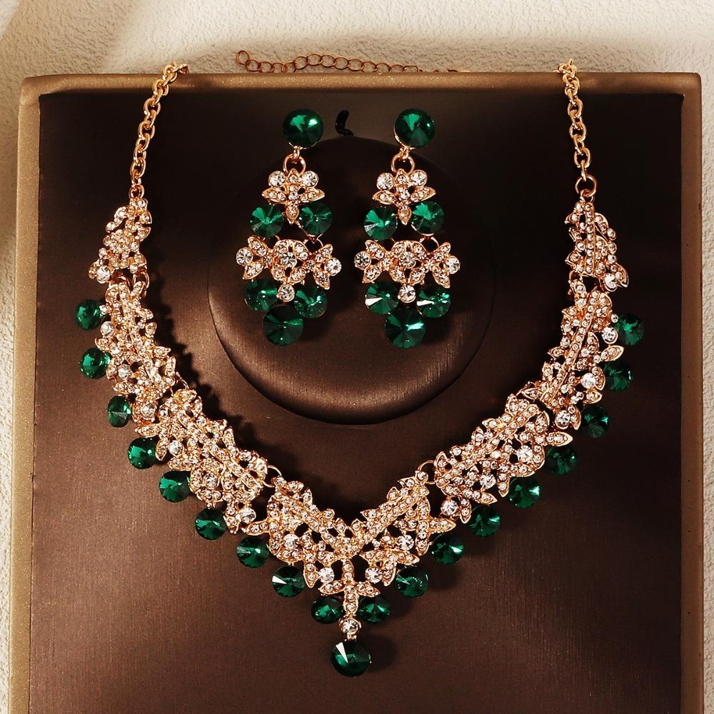 

Ожерелье с цветком-каплей воды, серьги, хрустальные свадебные наборы украшений, хрустальное ожерелье, серьги, свадебные