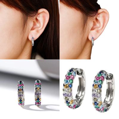 Strass Ohrklemmen Mehrfarbige Zirkonstein Ohrclips Hypoallergen Trendige Ohrringe Accessoire für Stilvolle Outfits
