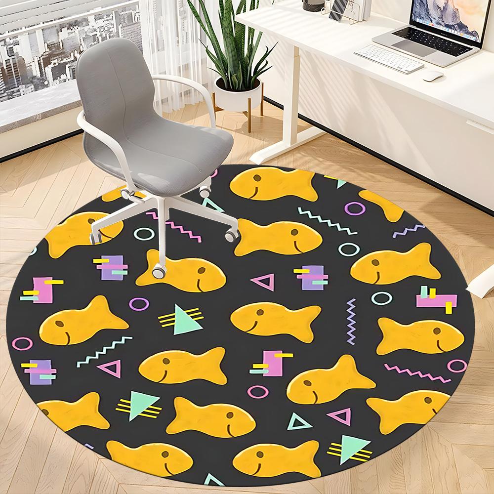 1PC Goldfish Biscuit Shapes Office Round Area Rug, Mat Suitable For Office, Under Office Chairs Bedroom Living Room Home Decor, Room Deco