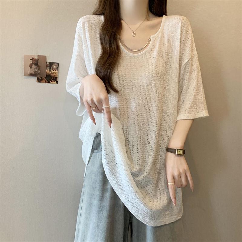 Thin Chain Decoration Short Sleeved T-shirt for Women's Summer Women's Clothing Loose and Slimming Top for Women