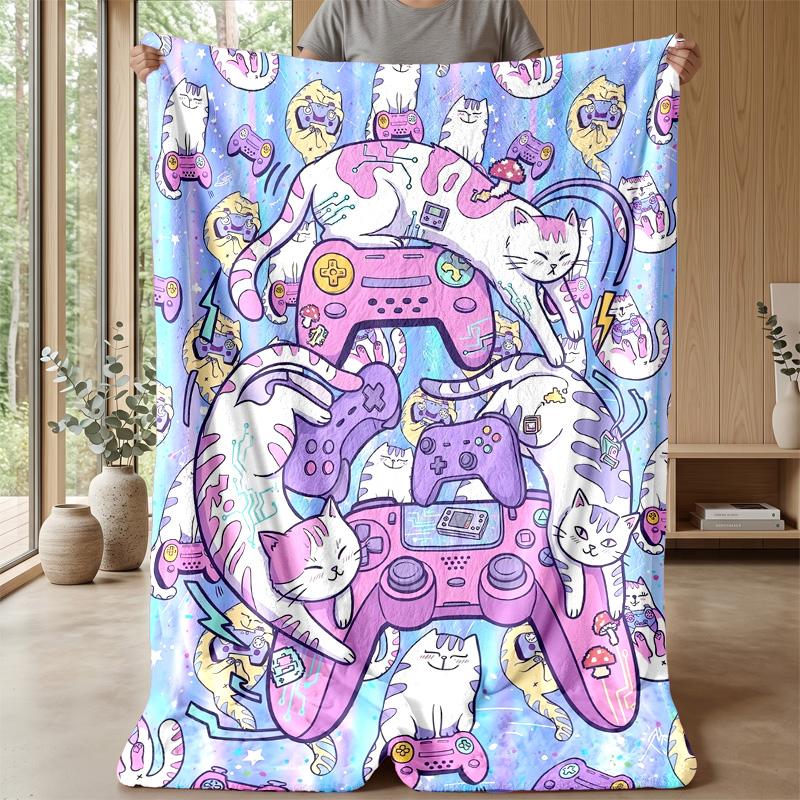 Cats with Encouraging Message Blanket Personalized Name Flannel Blanket Soft Cozy Plush Throw for Sofa Bed Lightweight Home Decor