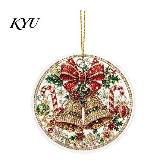 Office Holiday Decorations Christmas Acrylic Hanging Ornament, 2D Flat Double Side Printed Personalized Gifts Santa Snowman Pendant for Tree