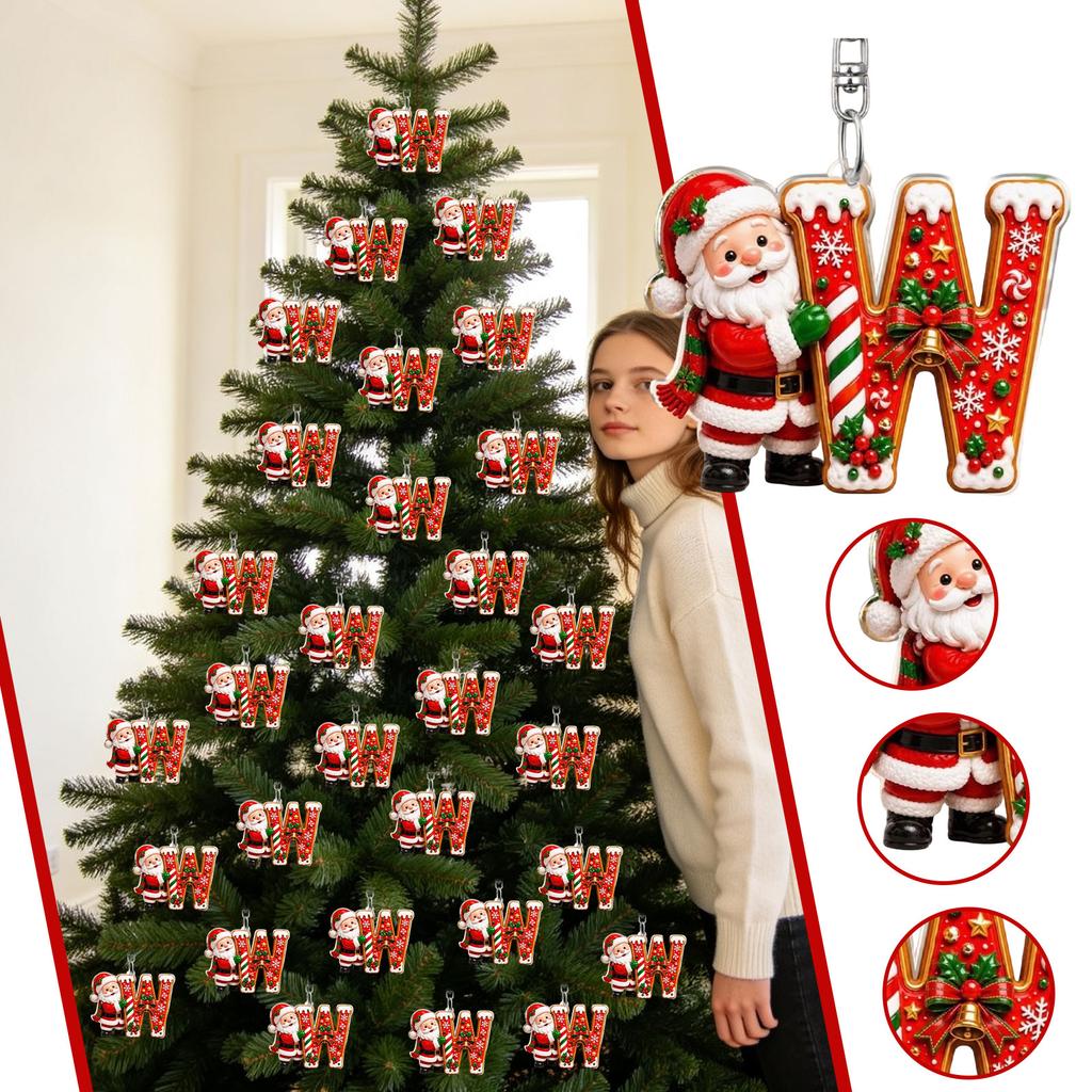 26 Letter Christmas Ornaments Set, 2D Hanging Decorations, 0.33 Thick