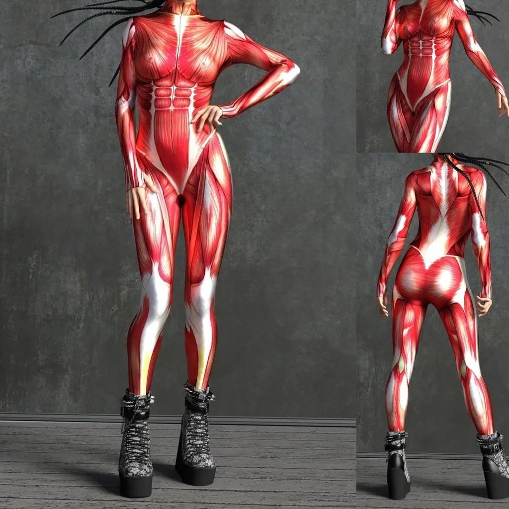 3D Digital Printing Stage Performance Costumes Adults Halloween Events Carnival Theme Party Cosplay Outfit Pretend Game Jumpsuit