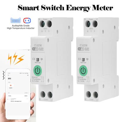WIFI Smart Circuit Breaker Switch With Metering 63A1P Din Rail Remote Control Smart Home Smart Life App Timer Module