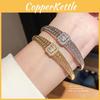 Gold Plated Zircon Square Cuff Bracelet For Fashionable Daily Wear