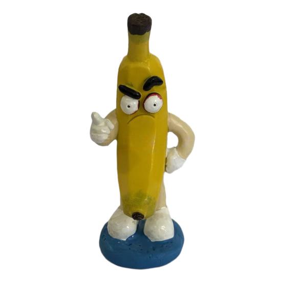 Mini Banana Figurine Ornament, Funny Banana Man Desktop Decoration with Happy And Angry Expressions, Resin Cute Collectible for Home Office Gift