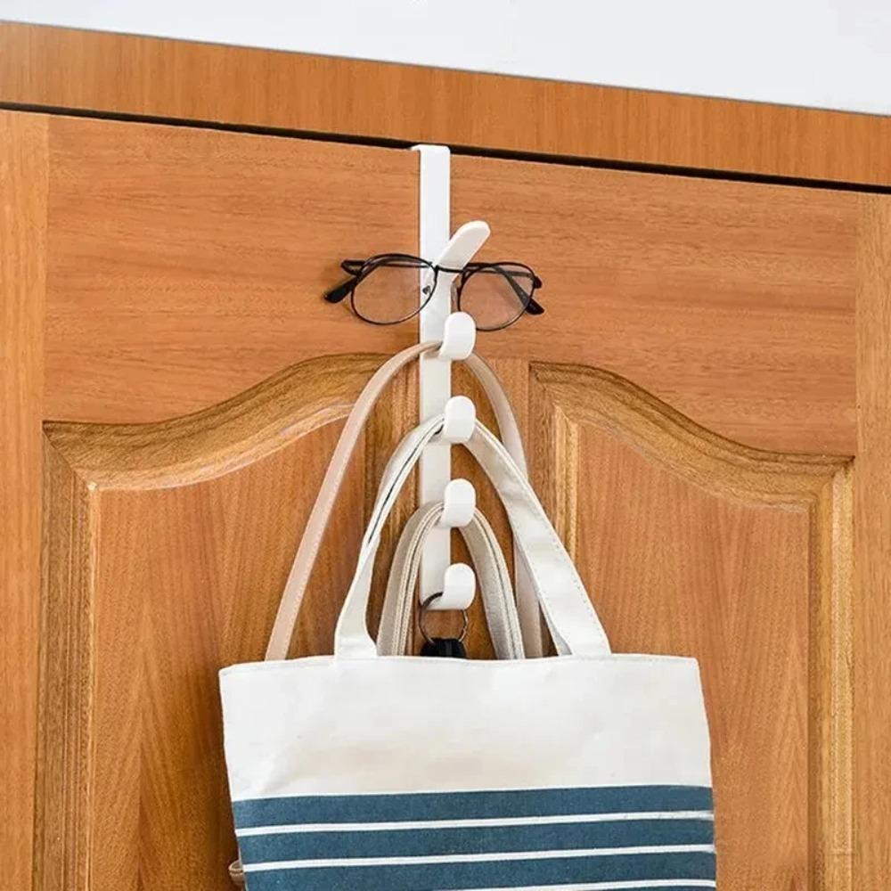 Bedroom Door Hanger Clothes Hanging Rack Over The Door Plastic Home Storage Organization Hooks, Purse Holder for Bags Rails