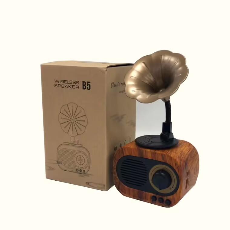 Retro Wood Bluetooth Speaker Portable Wireless Mini Outdoor Sound System with TF FM Radio Music MP3 Subwoofer