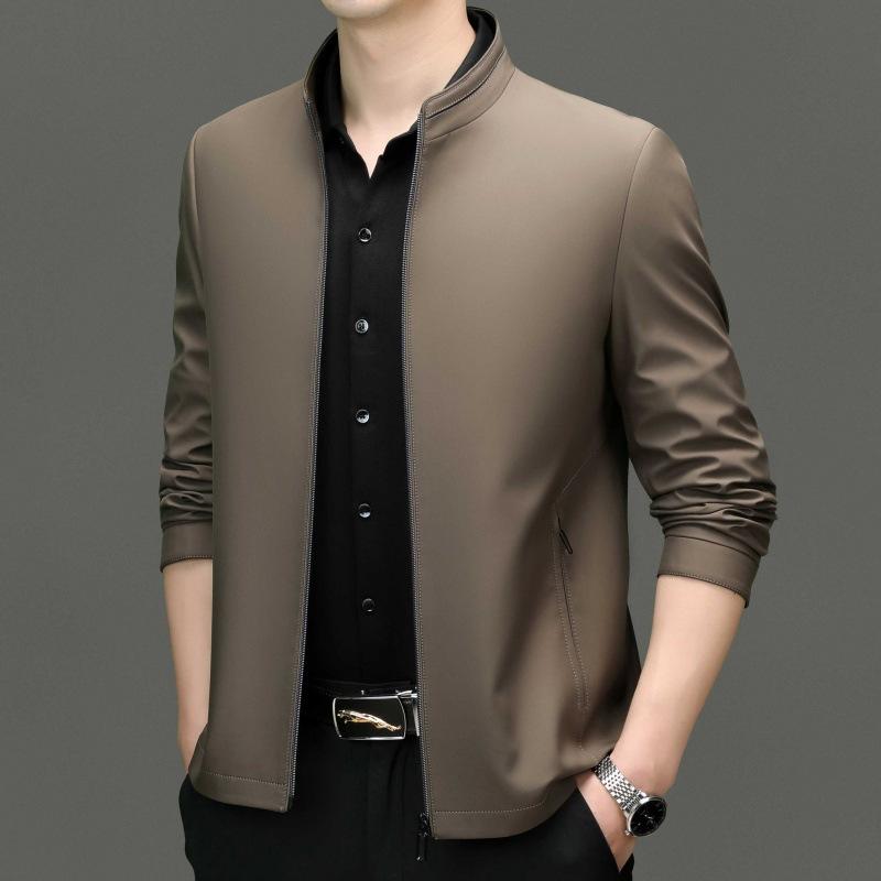 Men's Mulberry Silk Jacket Spring and Autumn New Business Casual Lapel Jacket Middle-aged Dad's Top Jacket
