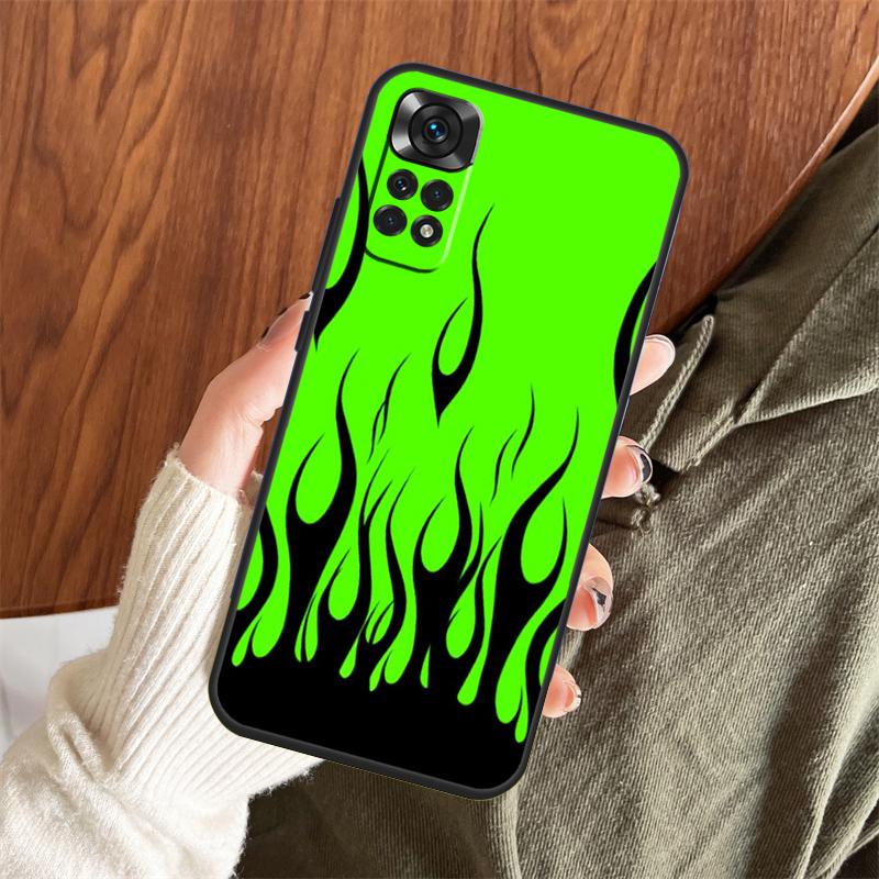 Blue Red Flame Fire Case For Xiaomi Redmi Note 14 Pro 13 12 11 10 15 Pro Plus Redmi 15 C 13 10C 12C 14C 13C Cover