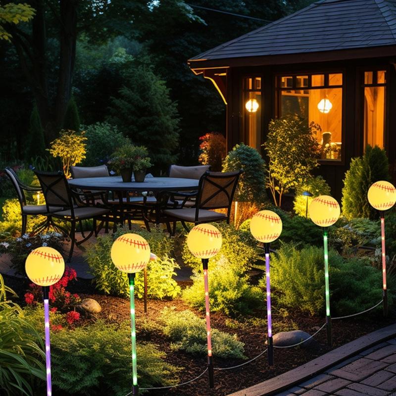 Plastic Pathway Light Solar Deck Lamp Football/Basketball/Baseball with Intelligent Light for Lawn M4YD