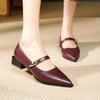 Pointed Head Shallow Mouth Thick Heel with Temperament Soft Leather Single Shoes Commuter Professional Work Shoes