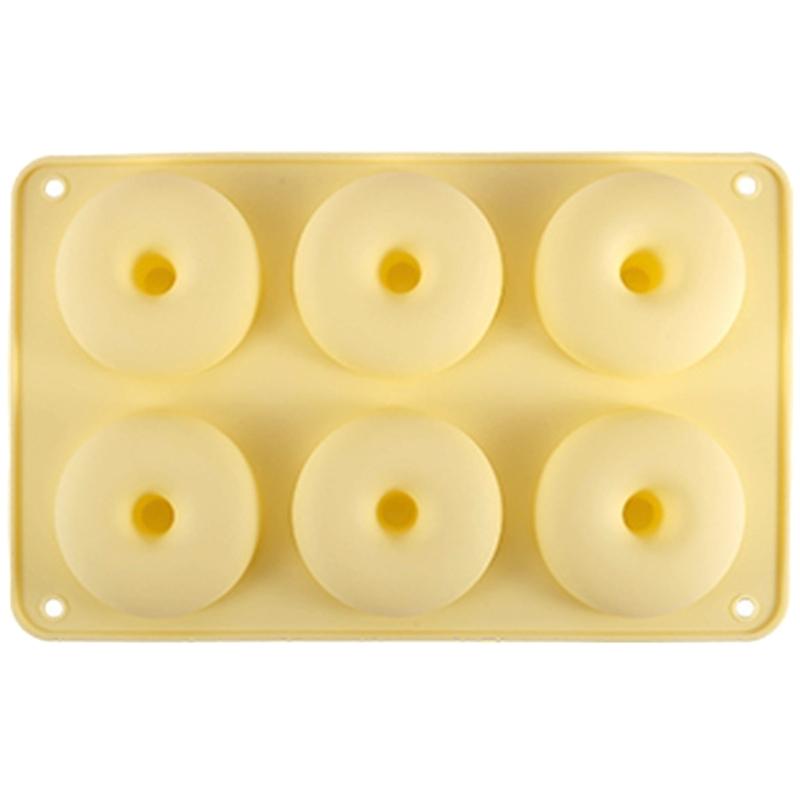 

6-гнездовые силиконовые формы для десертных пирожных, формы для выпечки пончиков, антипригарные, термостойкие, кухонные, для выпечки, формы для печенья, легко моющиеся жёлтый