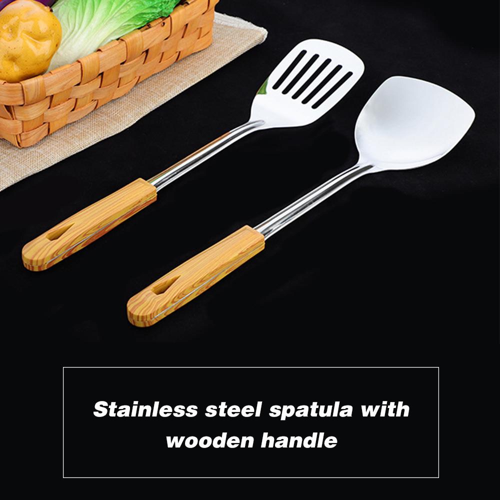 Stainless Steel Slotted Spatula Kitchen Cooking Spatula with Wooden Handle