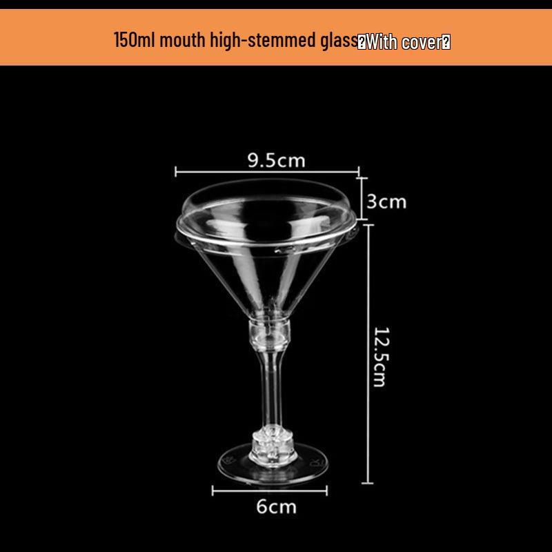 High-Stemmed Disposable Transparent Cup for Desserts, Pudding, Milkshakes, Mousse, Ice Cream, Red Wine, or Champagne.