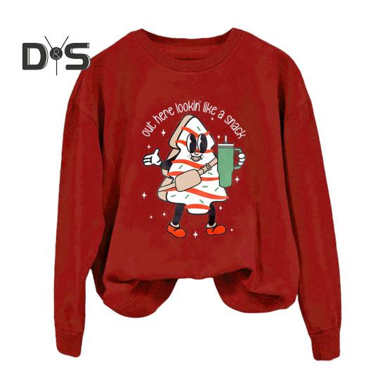 

Осенне-зимняя женская толстовка с рисунком из мультфильмов, эластичные манжеты и подол, свободный круглый вырез, свитер средней длины, повседневная спортивная одежда, топ M вино красного