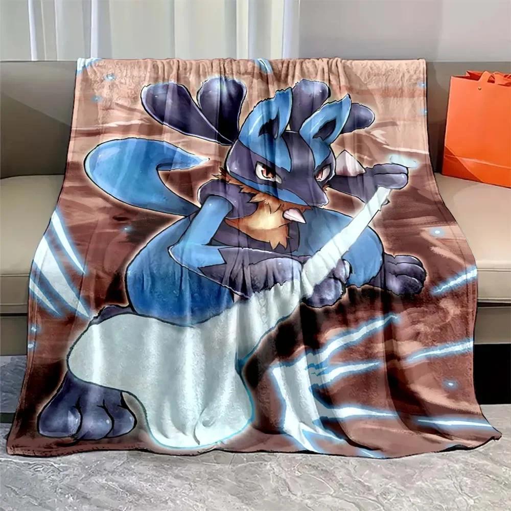 Japanese Anime Pokemon Mega Lucario Flannel Fluffy Soft Blanket Figures Home Sofa Break Blanket Children Blanket Nap Cover Kid