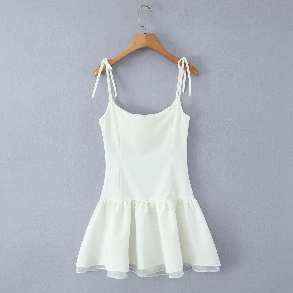 French Lace-Up Waist-Slimming Sleeveless Mini Dress - Spring/Summer 2025 Collection