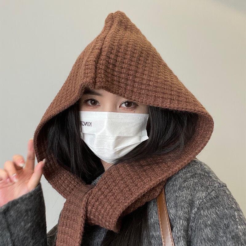 Yishan Yisi Autumn Winter Warm Hooded Scarf Hat