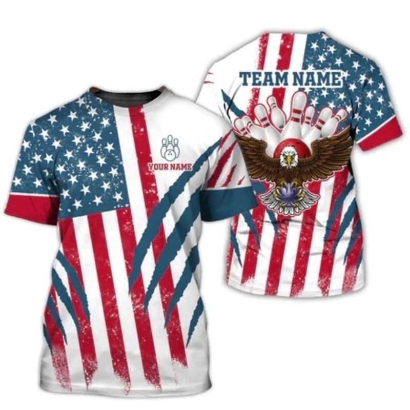 3D Printed Men's Entertainment Bowling Game T-shirt, Bowling Series Daily Casual T-shirt Top