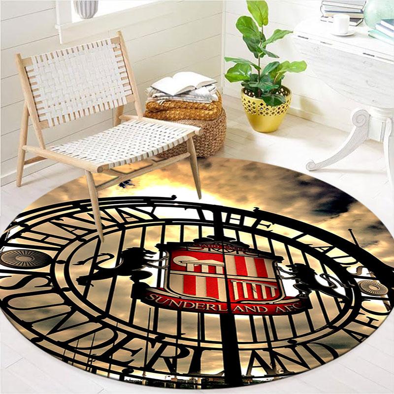 Sunderland AFC Round Area Rug,Carpet Rug for Living Room Bedroom Sofa Playroom Decor,Non-slip Floor Mat