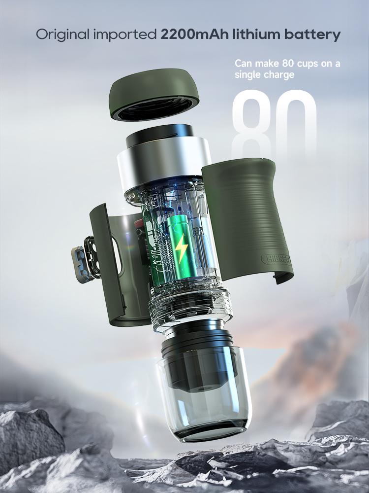 HiBREW H4B Wireless Portable 3 In 1 Espresso Coffee Maker - 15 Bar Pressure - 2200mAh Rechargeable Battery - 3 Cables Fpr Charging