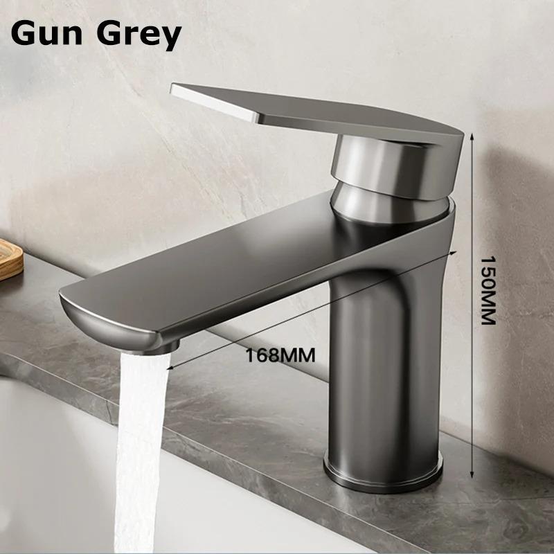

Пистолетный серый смеситель из нержавеющей стали для раковины, мойки, горячей и холодной воды, для дома, ванной комнаты, кухни, туалета, умывальника, тумбы, раковины