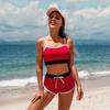 CHARMLEAKS Sportliches, lässiges Crop-Bikini-Set für Damen, zweiteiliger Badeanzug mit Farbblock-Motiv