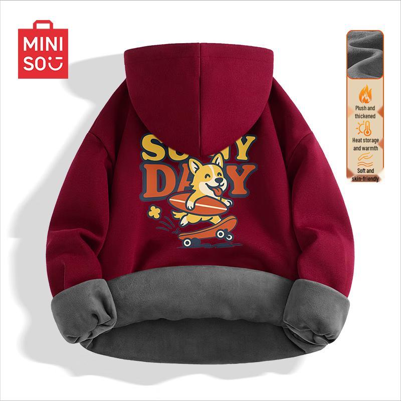 

MINISO Men s Fleece Lined Half-Zip Hooded Sweatshirt 3XL