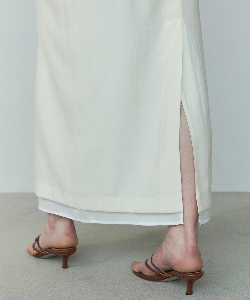 Ihr Crinkle Layered Skirt / Ivory