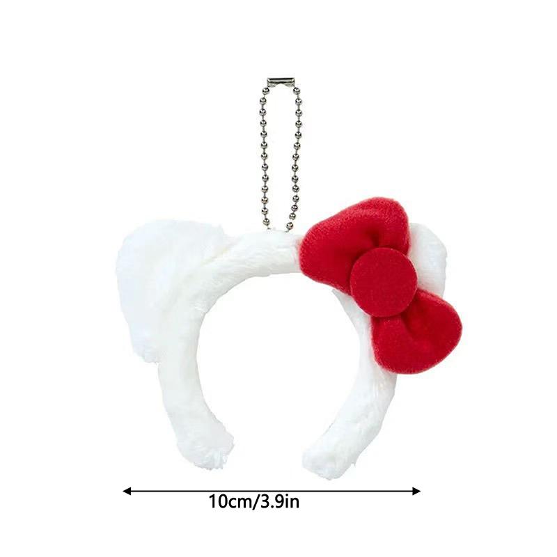 1 Pcs Cute Plush Hello Kitty Bow Headband Bag Pendant School Bag Pendant Cute Doll Keychain Pendant