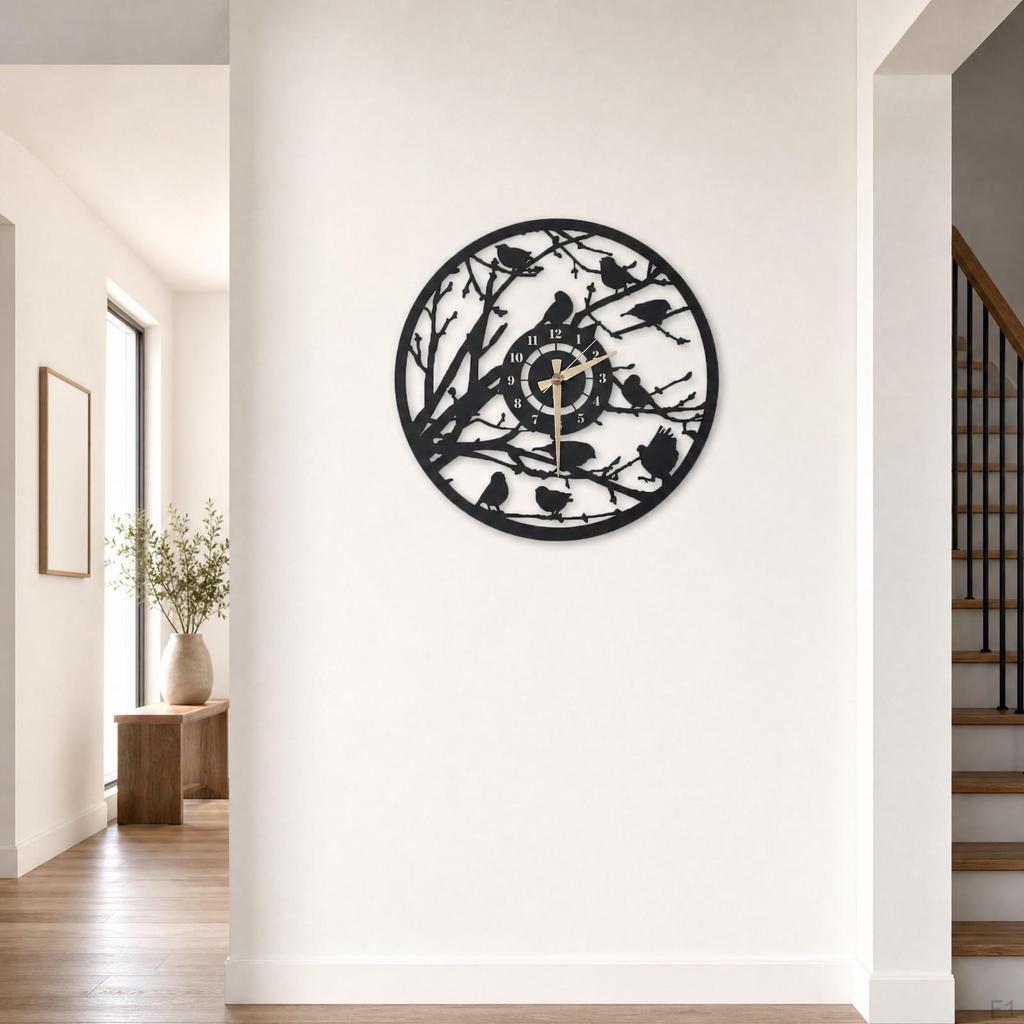 Wall Clock Decorative Metal Quiet for Office, Entryway