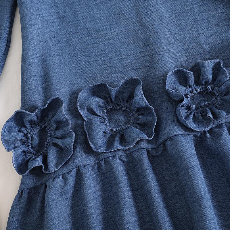 Rochie Fete Toamnă Nouă Stil Coreean Stil Occidental Dantelă Mânecă Lungă Dulce Fustă Flori Tridimensionale Rochie Prințesă