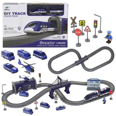 Electric Train Battery Train Locomotive Track Police Tracks + 4 Cars